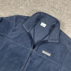 Columbia Jacket Mens Large Zip Up Fleece Outdoors Hiking Winter Navy Blue
